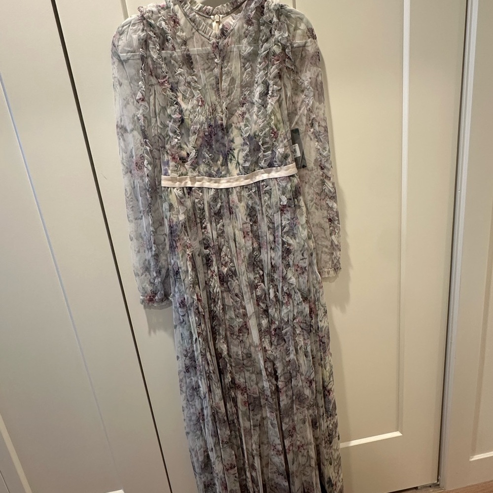 Needle & Thread Floral Long Sleeve Mock Neck Bridal or wedding guest Gown